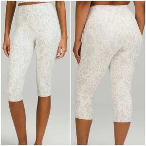 (RARE) Lululemon White Cheetah Camo Align High Rise Cropped Leggings Size 8